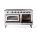 White range with one oven door open, interior racks visible and lit