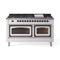 ILVE Nostalgie II Noblesse 60-Inch 5.8 Cu. Ft. Dual Oven Natural Gas Dual Fuel Range with 9 Burners, Griddle and Triple Glass Door in White with Burnished Bronze Trim (UN60FNMPWHB)