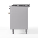 ILVE 60-Inch Nostalgie II Dual Fuel Range with 9 Burners, Griddle and Triple Glass Door Oven in White with Bronze Trim (UP60FNMPWHB)