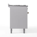 ILVE 60-Inch Nostalgie II  Propane Gas Dual Fuel Range  with 9 Burners, Griddle and Triple Glass Door Oven in White with Bronze Trim (UP60FNMPWHB)