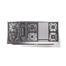 ILVE 60-Inch Nostalgie II Dual Fuel Range with 9 Burners, Griddle and Triple Glass Door Oven in White with Bronze Trim (UP60FNMPWHB)