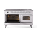 ILVE 60-Inch Nostalgie II  Propane Gas Dual Fuel Range  with 9 Burners, Griddle and Triple Glass Door Oven in White with Chrome Trim (UP60FNMPWHC)