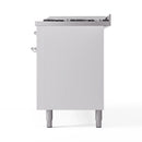 ILVE 60-Inch Nostalgie II  Propane Gas Dual Fuel Range  with 9 Burners, Griddle and Triple Glass Door Oven in White with Chrome Trim (UP60FNMPWHC)
