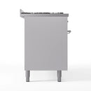 ILVE 60-Inch Nostalgie II  Propane Gas Dual Fuel Range  with 9 Burners, Griddle and Triple Glass Door Oven in White with Chrome Trim (UP60FNMPWHC)