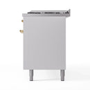 ILVE 60-Inch Nostalgie II Dual Fuel Range with 9 Burners, Griddle and Triple Glass Door Oven in White with Brass Trim (UP60FNMPWHG)