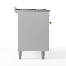 ILVE 60-Inch Nostalgie II Dual Fuel Range with 9 Burners, Griddle and Triple Glass Door Oven in White with Brass Trim (UP60FNMPWHG)
