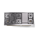 White range cooktop with exposed burner grates and internal burner layout