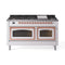 ILVE Nostalgie II Noblesse 60-Inch 5.8 Cu. Ft. Dual Oven Propane Gas Dual Fuel Range with 9 Burners, Griddle and Triple Glass Door in White with Copper Trim (UN60FNMPWHPLP)