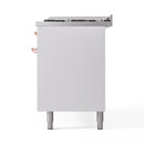 ILVE 60-Inch Nostalgie II Dual Fuel Range with 9 Burners, Griddle and Triple Glass Door Oven in White with Copper Trim (UP60FNMPWHP)
