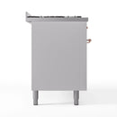 ILVE 60-Inch Nostalgie II Dual Fuel Range with 9 Burners, Griddle and Triple Glass Door Oven in White with Copper Trim (UP60FNMPWHP)