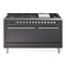 ILVE Professional Plus II 60-Inch 3.5 + 2.3 Cu. Ft. Dual Fuel Range with 9 Burners, Griddle and Solid Door Oven in Matte Graphite (UP60FQMPMG)