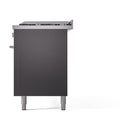 ILVE Professional Plus II 60-Inch 3.5 + 2.3 Cu. Ft. Dual Fuel Range with 9 Burners, Griddle and Solid Door Oven in Matte Graphite (UP60FQMPMG)