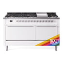 ILVE Professional Plus II 60-Inch 3.5 + 2.3 Cu. Ft. Propane Gas Dual Fuel Range with 9 Burners, Griddle and Solid Door in RAL (UP60FQMPRALP)