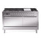 ILVE Professional Plus II 60-Inch 3.5 + 2.3 Cu. Ft. Dual Fuel Range with 9 Burners, Griddle and Solid Door Oven in Stainless Steel (UP60FQMPSS)
