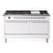 ILVE Professional Plus II 60-Inch 3.5 + 2.3 Cu. Ft. Propane Gas Dual Fuel Range with 9 Burners, Griddle and Solid Door in White (UP60FQMPWHLP)