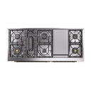 ILVE 60-Inch Nostalgie II  Propane Gas Dual Fuel Range  with 9 Burners, Griddle and Solid Door Oven in Antique White with Bronze Trim (UP60FQNMPAWB)
