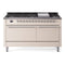 ILVE 60-Inch Nostalgie II  Propane Gas Dual Fuel Range  with 9 Burners, Griddle and Solid Door Oven in Antique White with Chrome Trim (UP60FQNMPAWC)