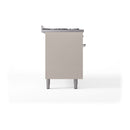 ILVE 60-Inch Nostalgie II  Propane Gas Dual Fuel Range  with 9 Burners, Griddle and Solid Door Oven in Antique White with Chrome Trim (UP60FQNMPAWC)