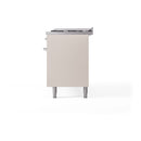 ILVE 60-Inch Nostalgie II  Propane Gas Dual Fuel Range  with 9 Burners, Griddle and Solid Door Oven in Antique White with Chrome Trim (UP60FQNMPAWC)