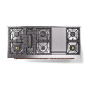 ILVE 60-Inch Nostalgie II Dual Fuel Range with 9 Burners, Griddle and Solid Door Oven in Antique White with Copper Trim (UP60FQNMPAWP)