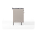 ILVE 60-Inch Nostalgie II Dual Fuel Range with 9 Burners, Griddle and Solid Door Oven in Antique White with Copper Trim (UP60FQNMPAWP)