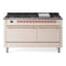 ILVE 60-Inch Nostalgie II  Propane Gas Dual Fuel Range  with 9 Burners, Griddle and Solid Door Oven in Antique White with Copper Trim (UP60FQNMPAWP)