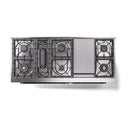 ILVE Nostalgie II 60 inch Propane Gas Range with 10 Sealed Burners, Griddle with Triple Glass Door in Blue Grey with Burnished Trim