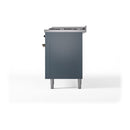 ILVE Nostalgie II 60 inch Propane Gas Range with 10 Sealed Burners, Griddle with Triple Glass Door in Blue Grey with Burnished Trim