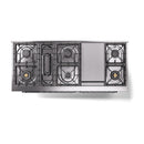 ILVE 60-Inch Nostalgie II Dual Fuel Range with 9 Burners, Griddle and Solid Door Oven in Blue Grey with Chrome Trim (UP60FQNMPBGC)