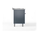 ILVE 60-Inch Nostalgie II Dual Fuel Range with 9 Burners, Griddle and Solid Door Oven in Blue Grey with Chrome Trim (UP60FQNMPBGC)