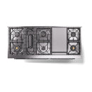 ILVE 60-Inch Nostalgie II Dual Fuel Range with 9 Burners, Griddle and Solid Door Oven in Glossy Black with Chrome Trim (UP60FQNMPBKC)