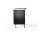 ILVE 60-Inch Nostalgie II Dual Fuel Range with 9 Burners, Griddle and Solid Door Oven in Glossy Black with Chrome Trim (UP60FQNMPBKC)