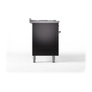ILVE 60-Inch Nostalgie II  Propane Gas Dual Fuel Range  with 9 Burners, Griddle and Solid Door Oven in Glossy Black with Copper Trim (UP60FQNMPBKP)