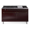 ILVE 60-Inch Nostalgie II  Propane Gas Dual Fuel Range  with 9 Burners, Griddle and Solid Door Oven in Burgundy with Bronze Trim (UP60FQNMPBUB)