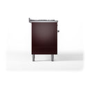 ILVE 60-Inch Nostalgie II  Propane Gas Dual Fuel Range  with 9 Burners, Griddle and Solid Door Oven in Burgundy with Chrome Trim (UP60FQNMPBUC)