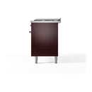 ILVE 60-Inch Nostalgie II  Propane Gas Dual Fuel Range  with 9 Burners, Griddle and Solid Door Oven in Burgundy with Chrome Trim (UP60FQNMPBUC)