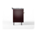 ILVE Nostalgie II 60 inch Propane Gas Range with 10 Sealed Burners, Griddle with Triple Glass Door in Burgundy with Brass Trim
