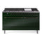 ILVE 60-Inch Nostalgie II  Propane Gas Dual Fuel Range  with 9 Burners, Griddle and Solid Door Oven in Emerald Green with Bronze Trim (UP60FQNMPEGB)
