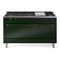 ILVE 60-Inch Nostalgie II Dual Fuel Range with 9 Burners, Griddle and Solid Door Oven in Emerald Green with Bronze Trim (UP60FQNMPEGB)