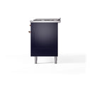 ILVE 60-Inch Nostalgie II  Propane Gas Dual Fuel Range  with 9 Burners, Griddle, and Solid Door Oven in Midnight Blue with Copper Trim (UP60FQNMPMBP)