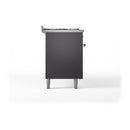 ILVE 60-Inch Nostalgie II Dual Fuel Range with 9 Burners, Griddle, and Solid Door Oven in Matte Graphite with Chrome Trim (UP60FQNMPMGC)