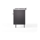 ILVE 60-Inch Nostalgie II Dual Fuel Range with 9 Burners, Griddle, and Solid Door Oven in Matte Graphite with Chrome Trim (UP60FQNMPMGC)