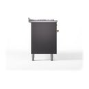 ILVE Nostalgie II 60 inch Propane Gas Range with 10 Sealed Burners, Griddle with Triple Glass Door in Graphite Matte with Brass Trim