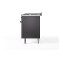 ILVE Nostalgie II 60 inch Propane Gas Range with 10 Sealed Burners, Griddle with Triple Glass Door in Graphite Matte with Brass Trim
