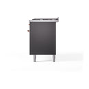 ILVE 60-Inch Nostalgie II  Propane Gas Dual Fuel Range  with 9 Burners, Griddle, and Solid Door Oven in Matte Graphite with Copper Trim (UP60FQNMPMGP)