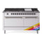 ILVE 60-Inch Nostalgie II  Propane Gas Dual Fuel Range  with 9 Burners, Griddle, and Solid Door Oven in Custom RAL in Bronze Trim (UP60FQNMPRAB)