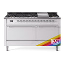 ILVE 60-Inch Nostalgie II  Propane Gas Dual Fuel Range  with 9 Burners, Griddle, and Solid Door Oven in Custom RAL with Chrome Trim (UP60FQNMPRAC)