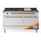 ILVE 60-Inch Nostalgie II  Propane Gas Dual Fuel Range  with 9 Burners, Griddle, and Solid Door Oven in Custom RAL in Brass Trim (UP60FQNMPRAG)