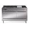 ILVE 60-Inch Nostalgie II  Propane Gas Dual Fuel Range  with 9 Burners, Griddle, and Solid Door Oven in Stainless Steel with Chrome Trim (UP60FQNMPSSC)