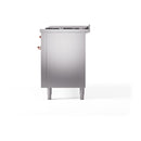 ILVE 60-Inch Nostalgie II  Propane Gas Dual Fuel Range  with 9 Burners, Griddle, and Solid Door Oven in Stainless Steel with Copper Trim (UP60FQNMPSSP)